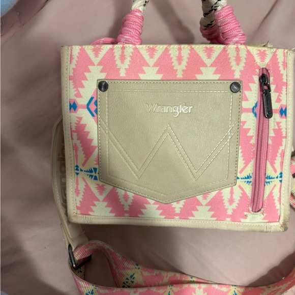 Wrangler Pink and Blue Geometric Satchel - Picture 3 of 4